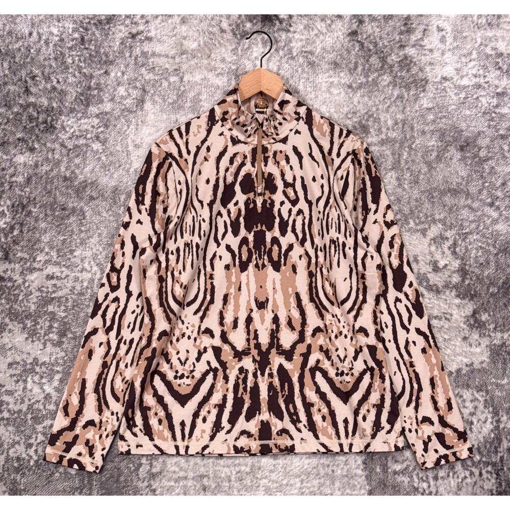 Bogner Base Layer Top XXL Womens 1/4 Zip All Over Leopard Animal Ski